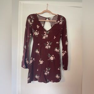 Wine colored, open back dress